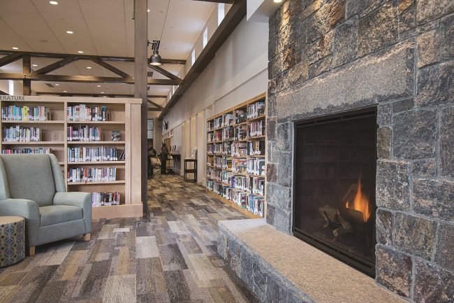 manchester community library fireplace
